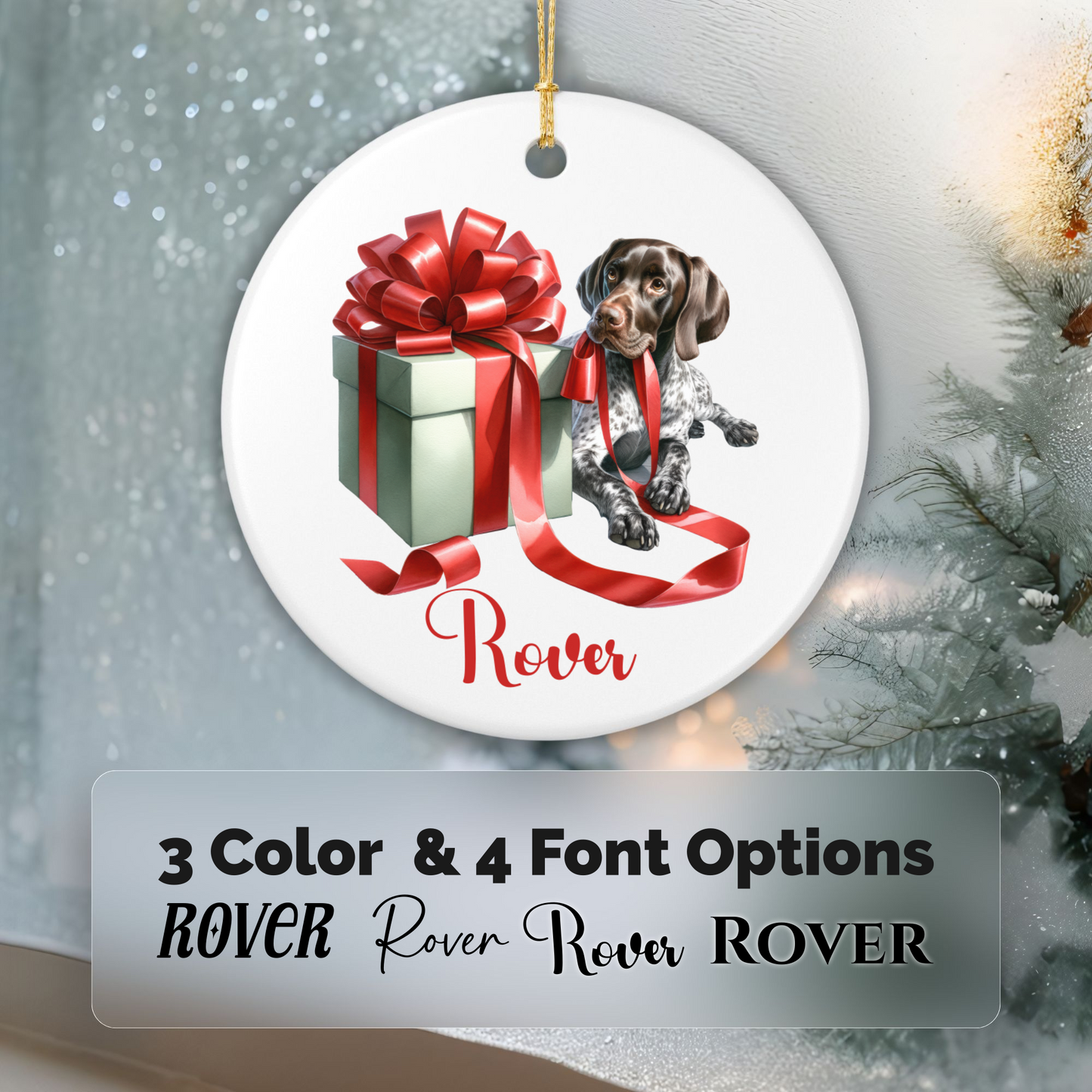 German Shorthaired Pointer Ornament with Custom Name