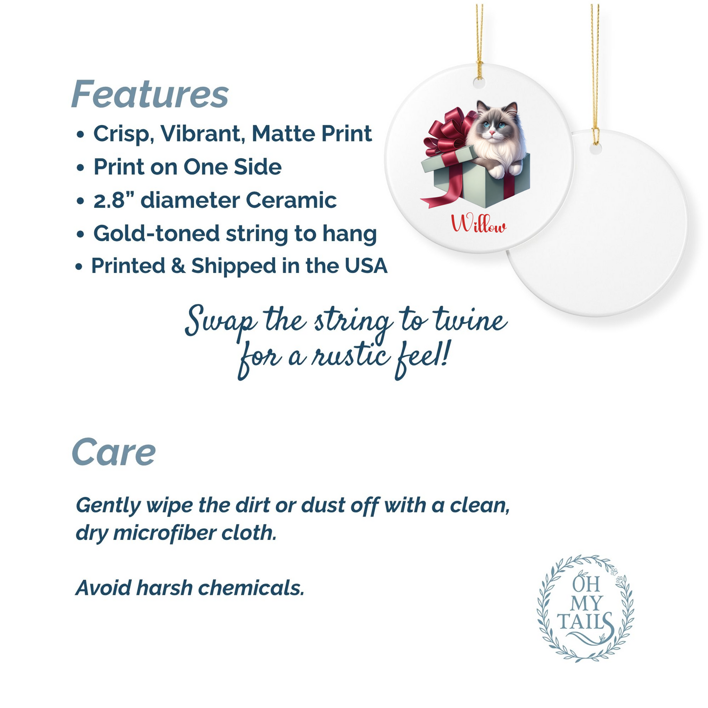 Ragdoll Cat Ornament with Custom Name