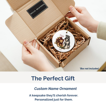 Standard Schnauzer personalized ornament packed in a gift mailer box