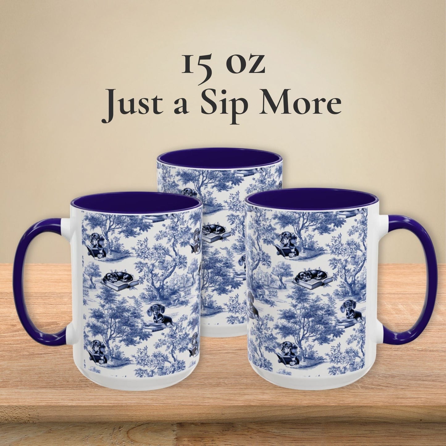 Dachshund Toile Mug - Reading Books