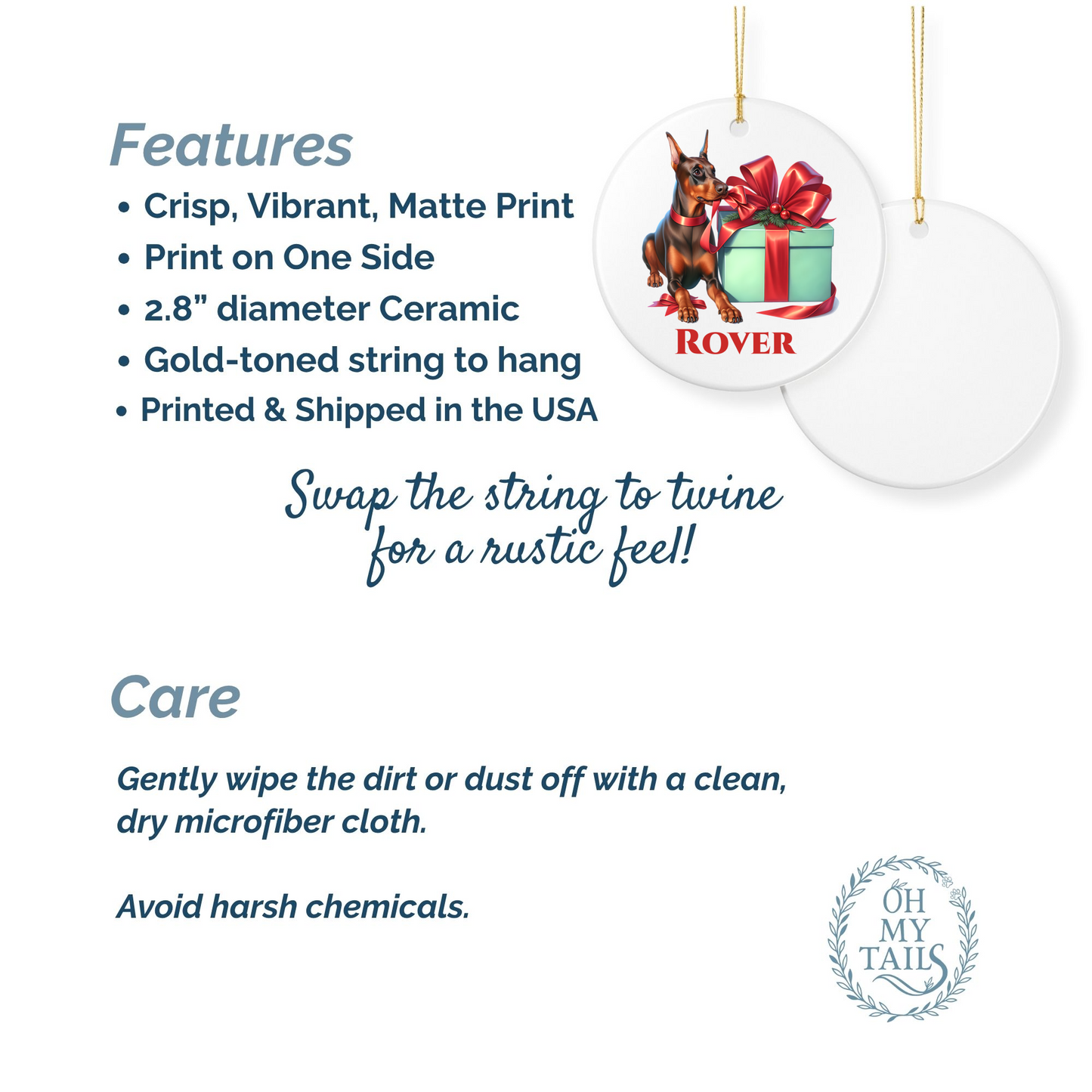 Doberman Ornament with Custom Name