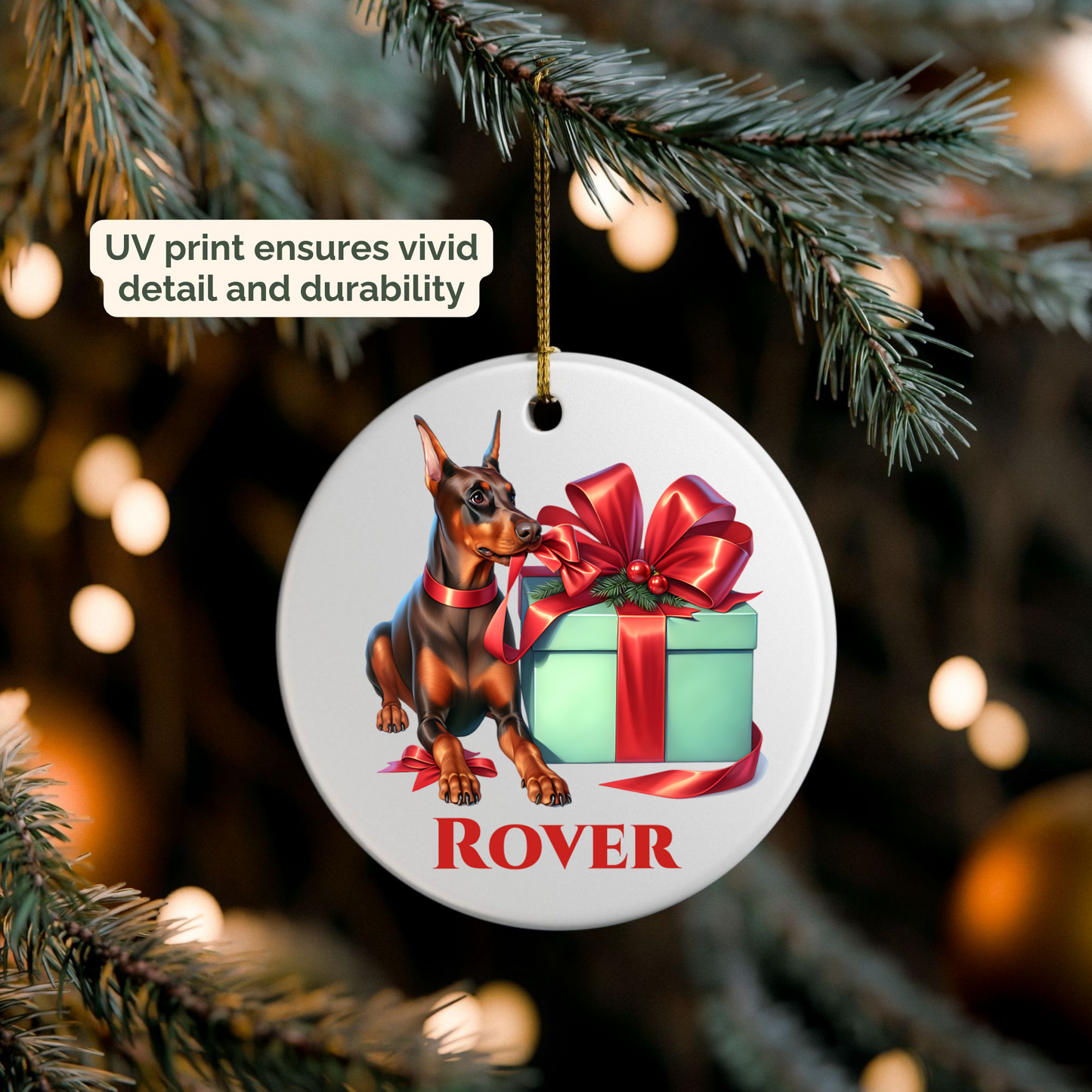 Doberman Ornament with Custom Name