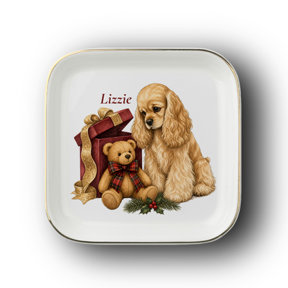 American Cocker Spaniel jewelry dish on a white background