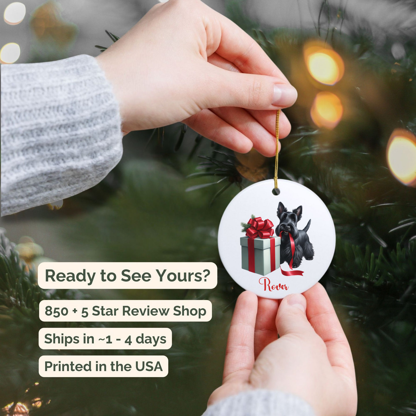 Scottish Terrier Ornament with Custom Name