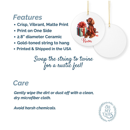 Irish Setter Ornament with Custom Name