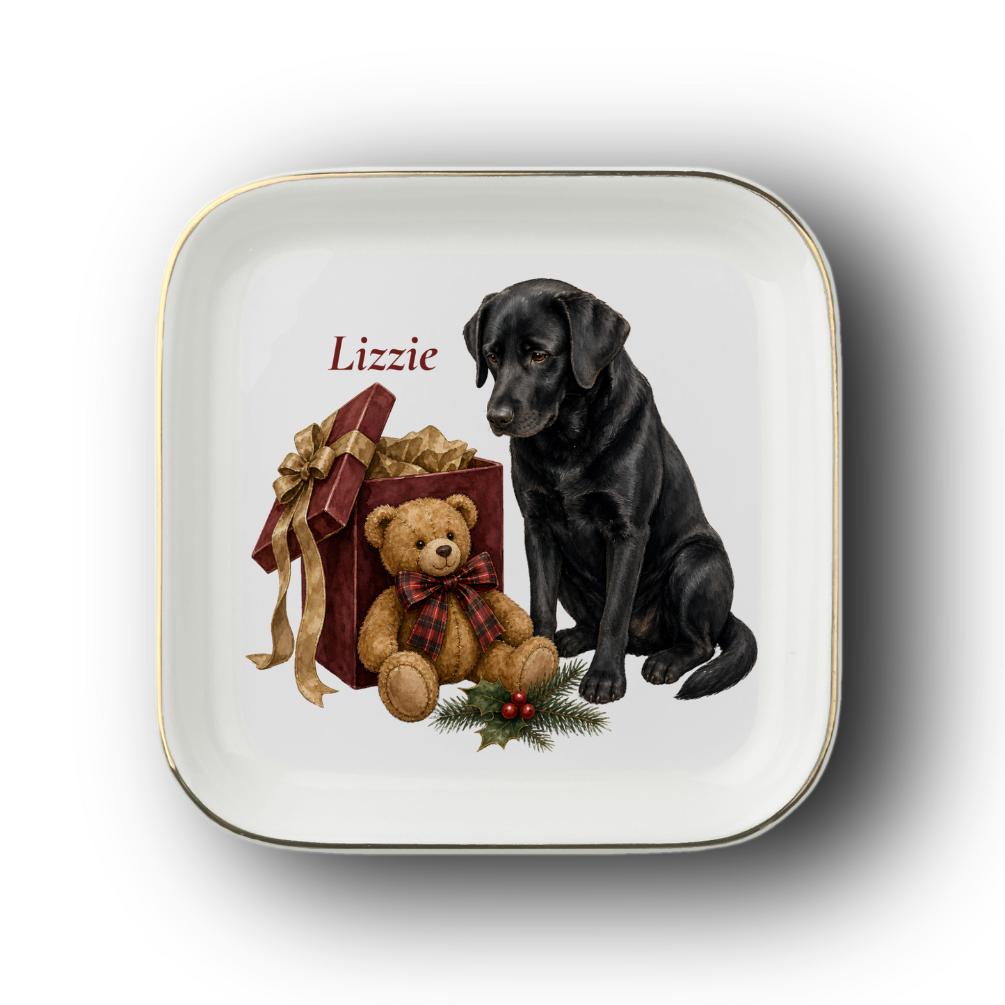 Labrador Retriever jewelry dish on a white background