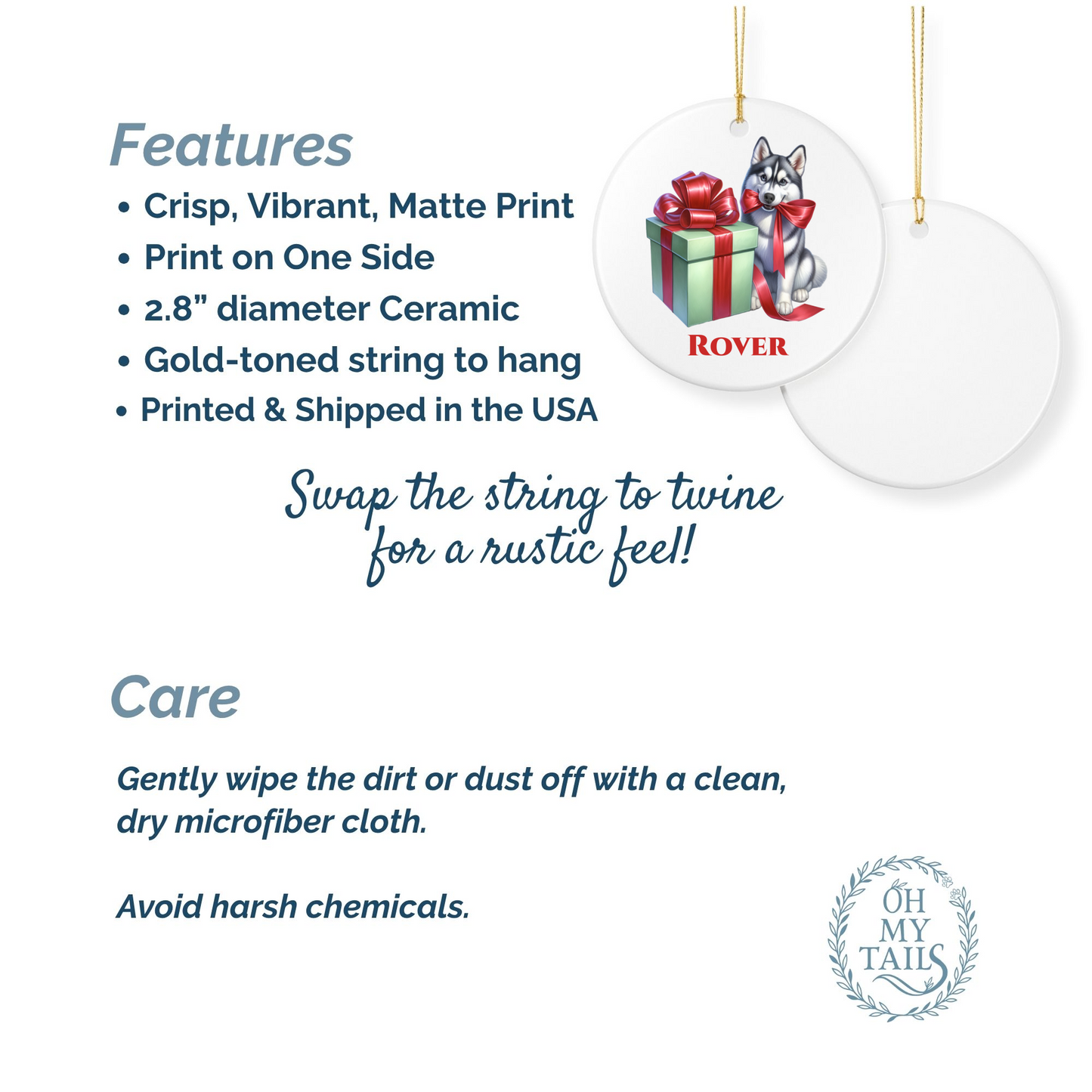 Siberian Husky Ornament with Custom Name