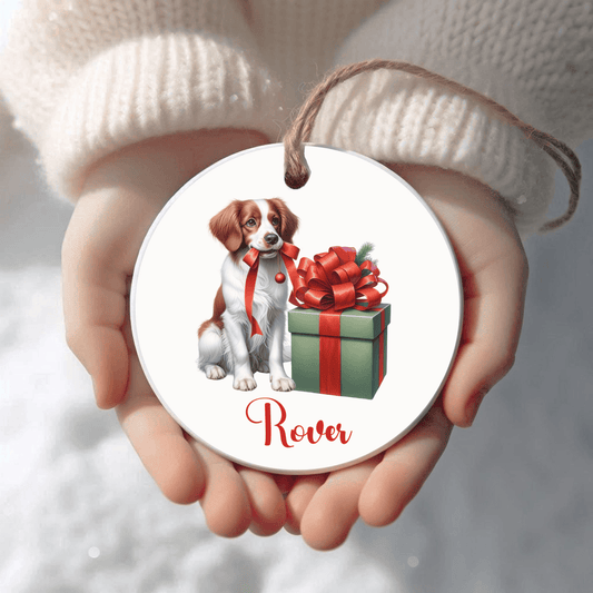 Brittany Spaniel Ornament with Custom Name