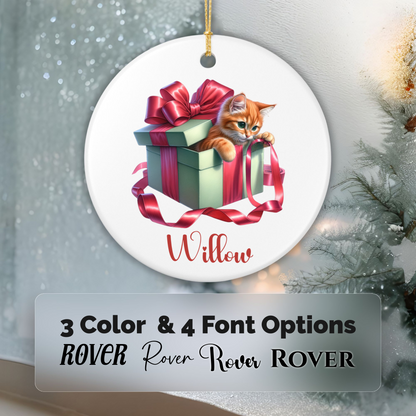 Orange Cat Ornament with Custom Name