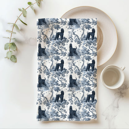 Afghan Hound Cotton Tea Towels - Toile Pattern