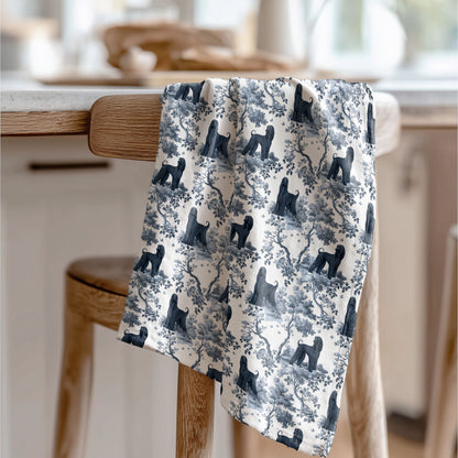 Afghan Hound Cotton Tea Towels - Blue Toile Pattern