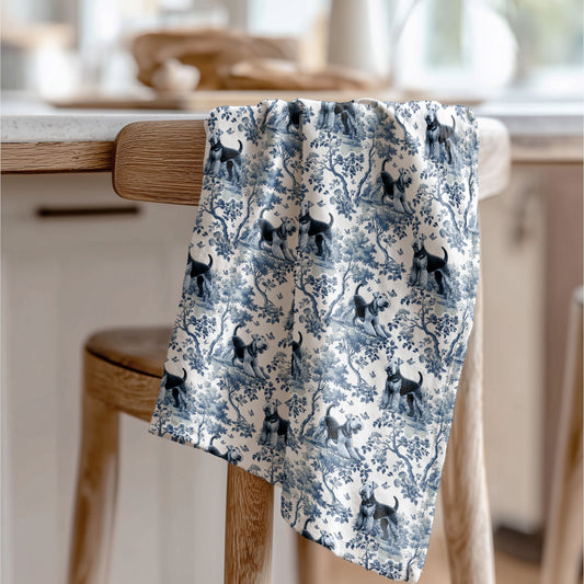 Airedale Terrier Cotton Tea Towels -Toile Pattern