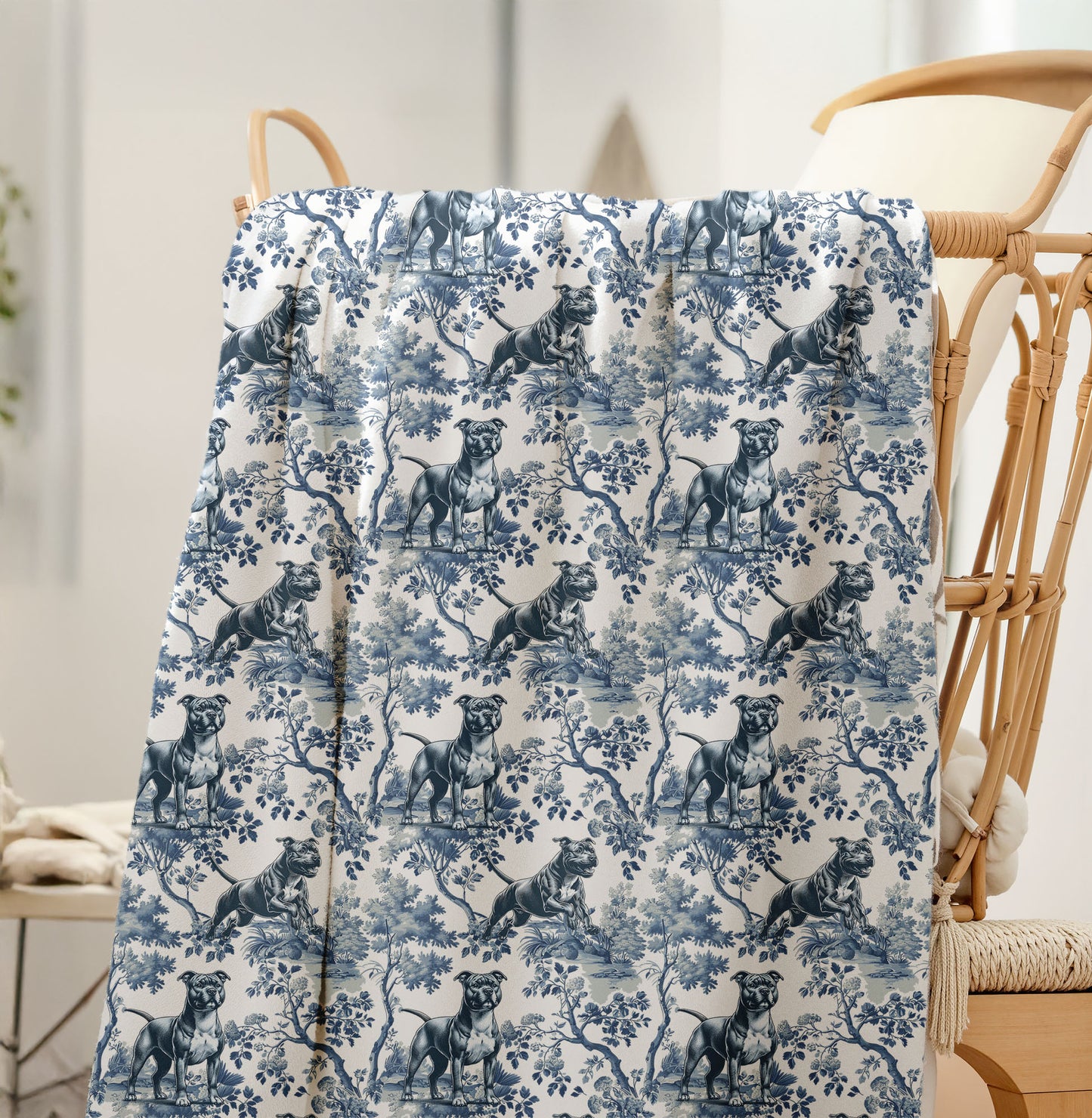 American Staffordshire Terrier Blanket - Toile Pattern