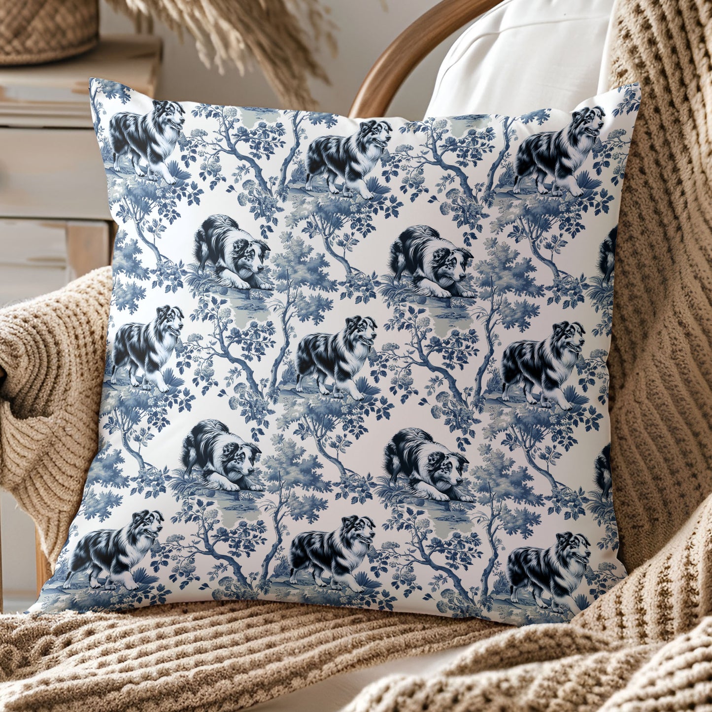 Australian Shepherd Pillow Cover - Toile