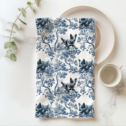 Australian Cattle Dog Cotton Tea Towels -Toile Pattern
