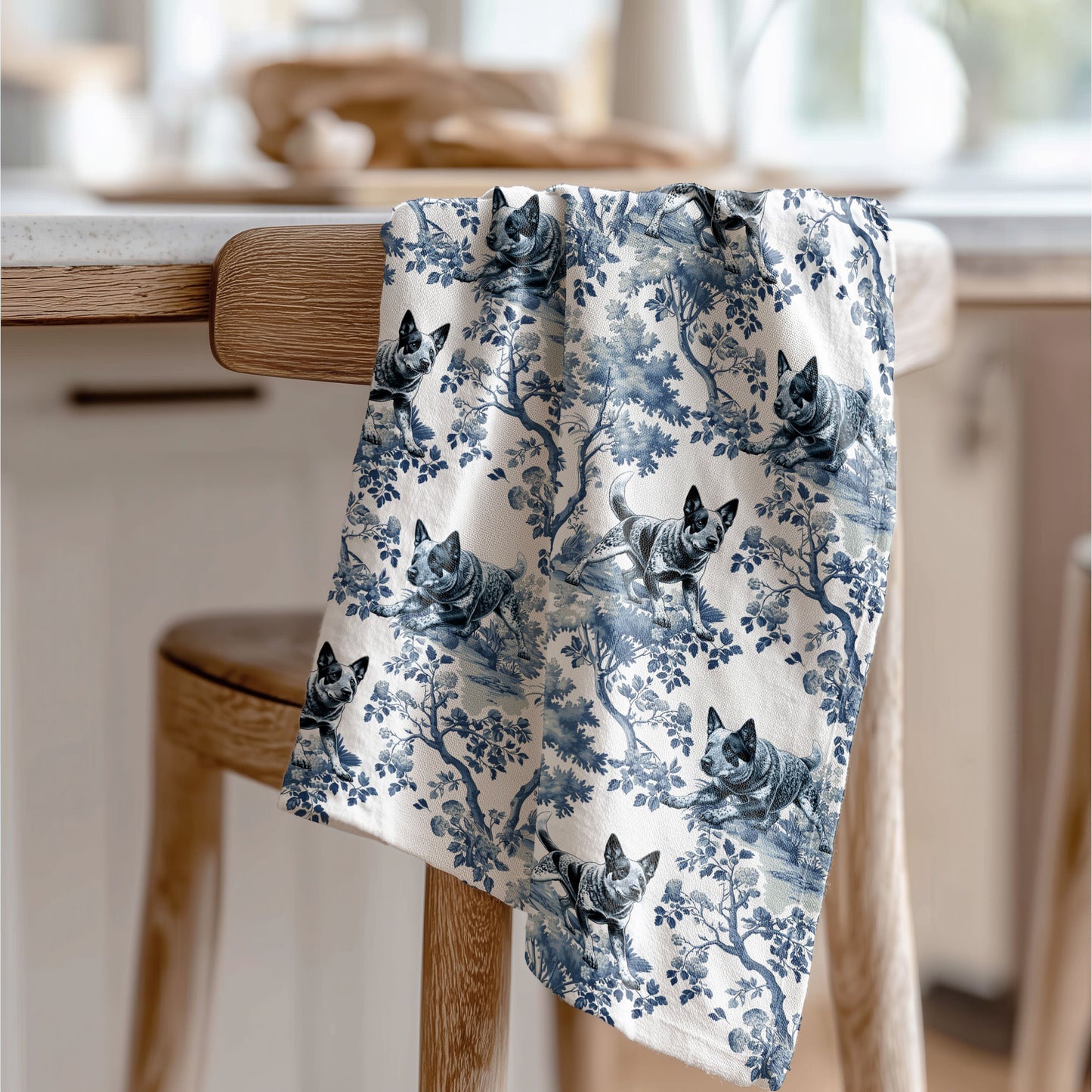 Australian Cattle Dog Cotton Tea Towels -Toile Pattern