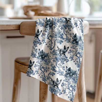 Australian Cattle Dog Cotton Tea Towels -Toile Pattern