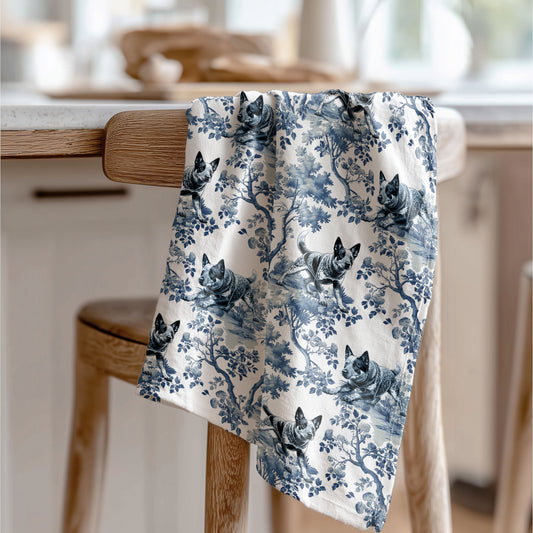 Australian Cattle Dog Cotton Tea Towels -Toile Pattern