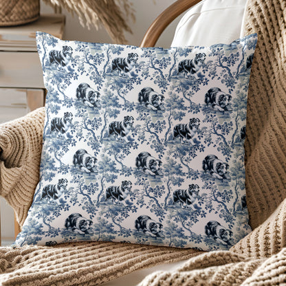 Australian Shepherd Pillow Cover - Blue Toile Pattern