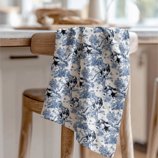 Basset Hound Cotton Tea Towels -Toile Pattern