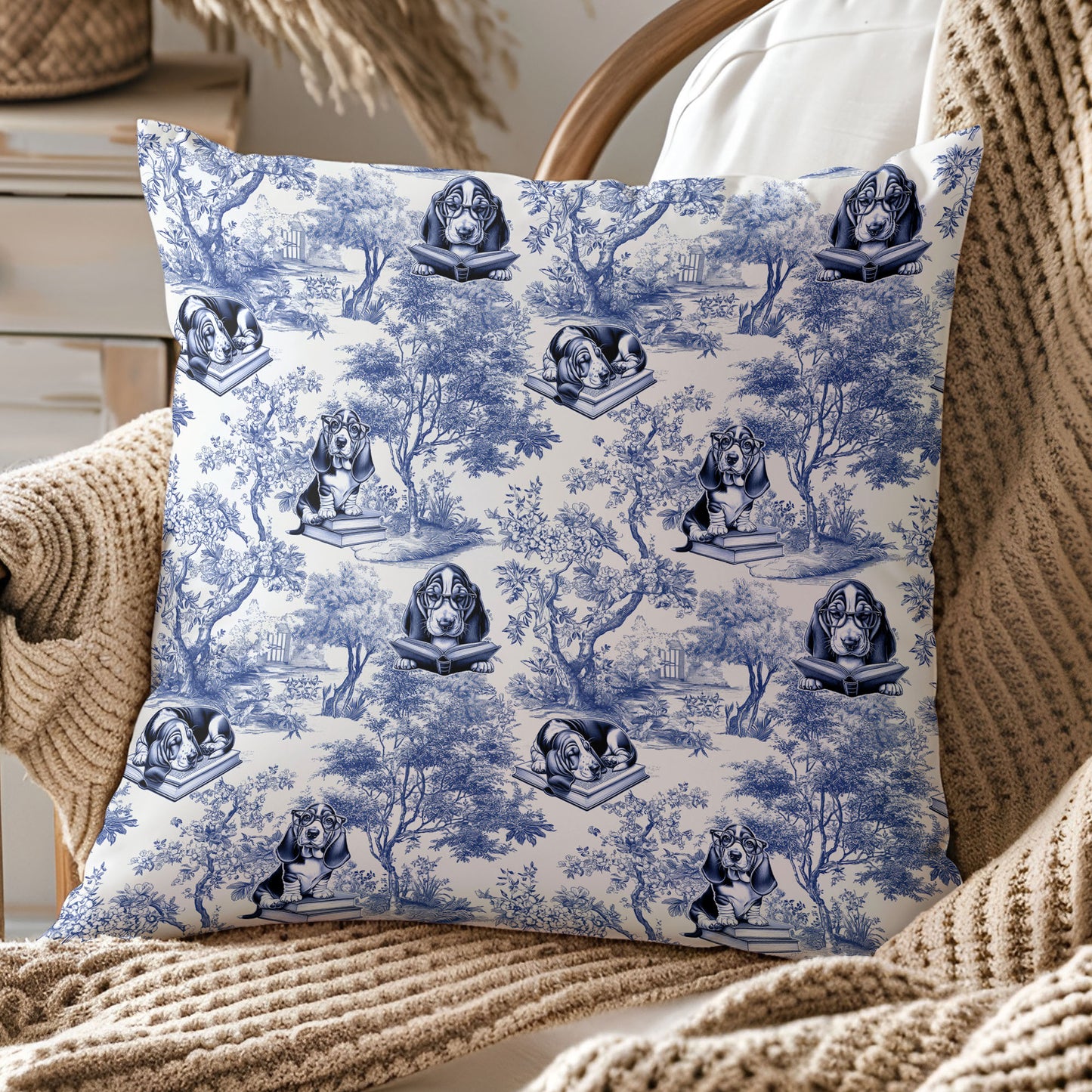 Basset Hound Pillow Pillow Cover - Toile