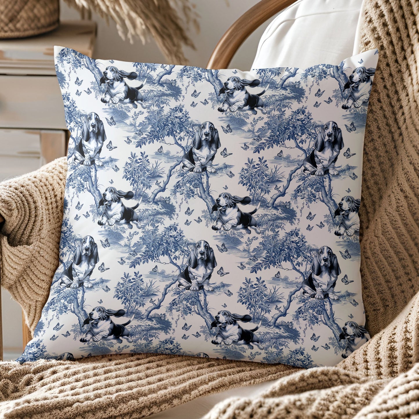 Basset Hound Pillow Cover - Toile