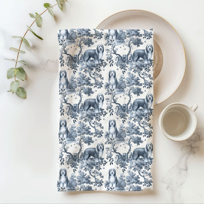 Bearded Collie · Garden Toile Tea Towel