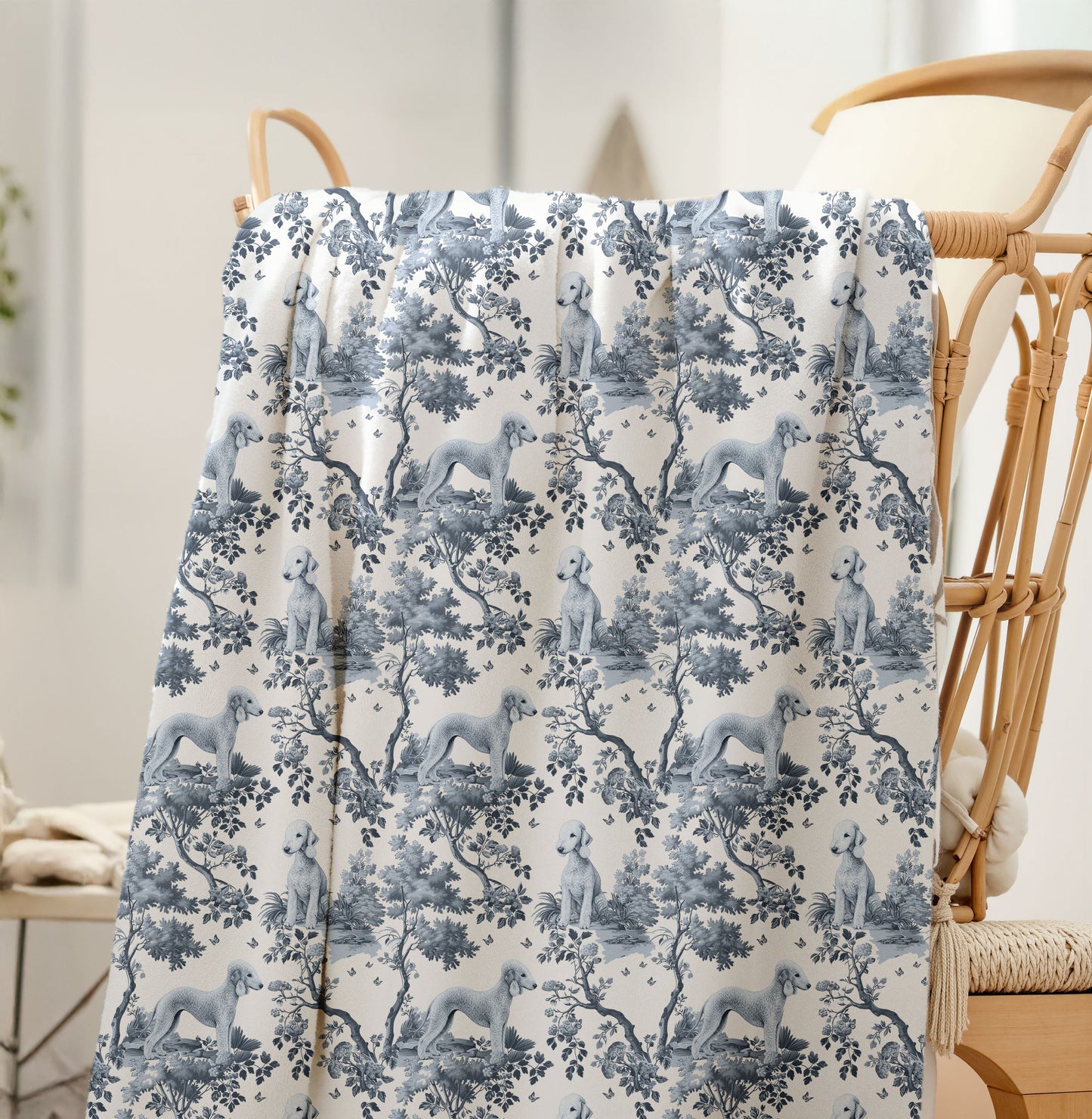 Bedlington Terrier Blanket - Toile Pattern