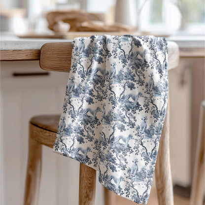 Bedlington Terrier Cotton Tea Towels - Toile Pattern