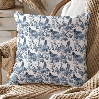 Belgian Tervuren Pillow Cover - Blue Toile Pattern