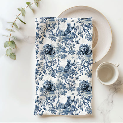 Bengal Cat Cotton Tea Towels - Toile Pattern