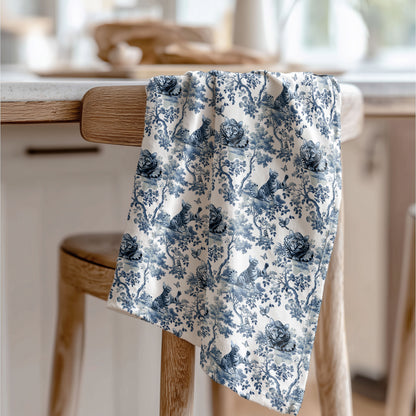 Bengal Cat Cotton Tea Towels - Toile Pattern