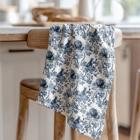 Bengal Cat Cotton Tea Towels - Toile Pattern