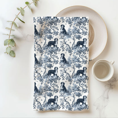 Bernedoodle Cotton Tea Towels - Toile Pattern