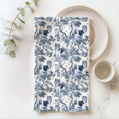Biewer Terrier Cotton Tea Towels - Toile Pattern