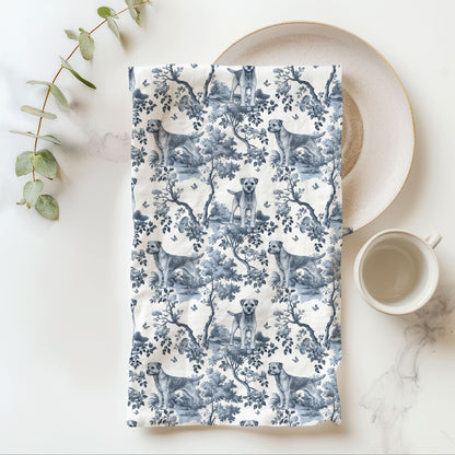Border Terrier Cotton Tea Towels - Toile Pattern