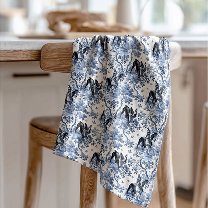 Boston Terrier Cotton Tea Towels -Toile Pattern
