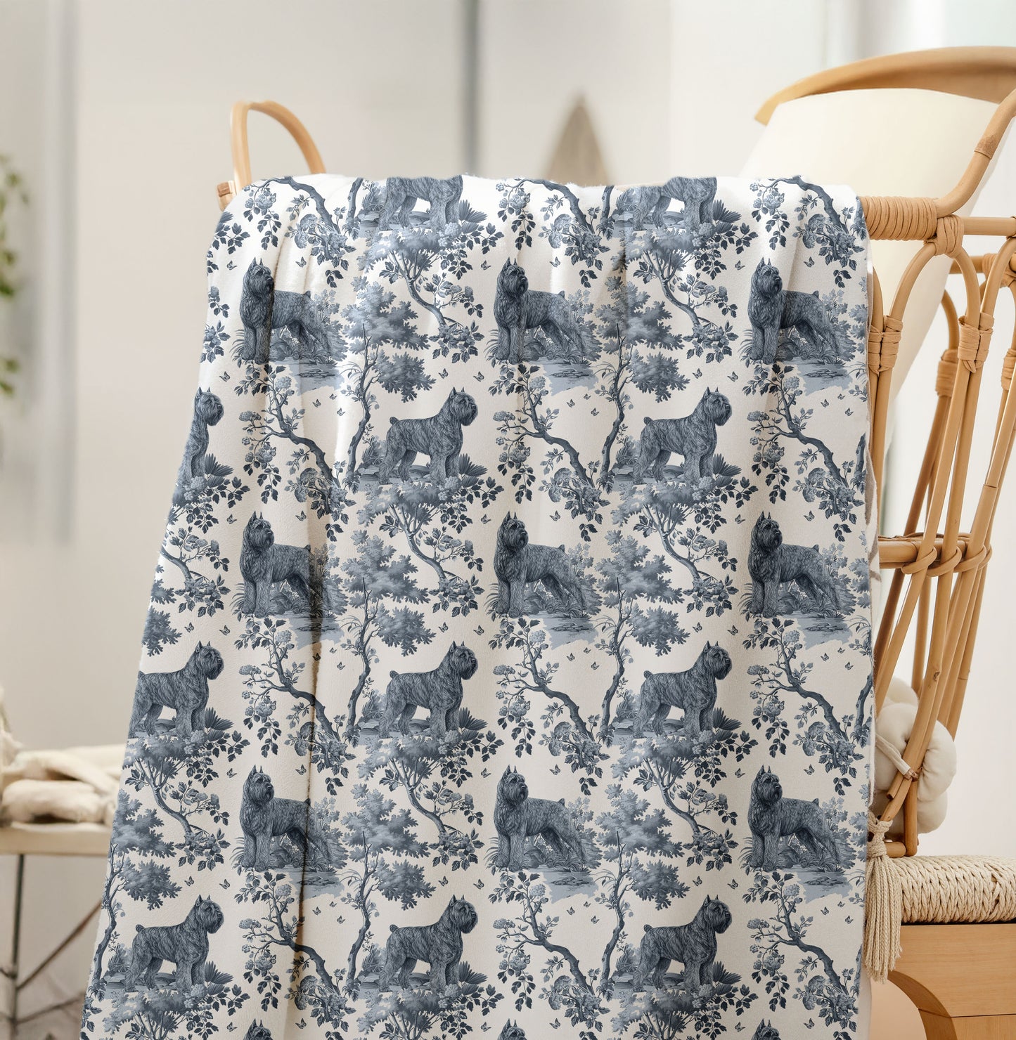 Bouvier des Flandres (Cropped) Blanket - Toile Pattern