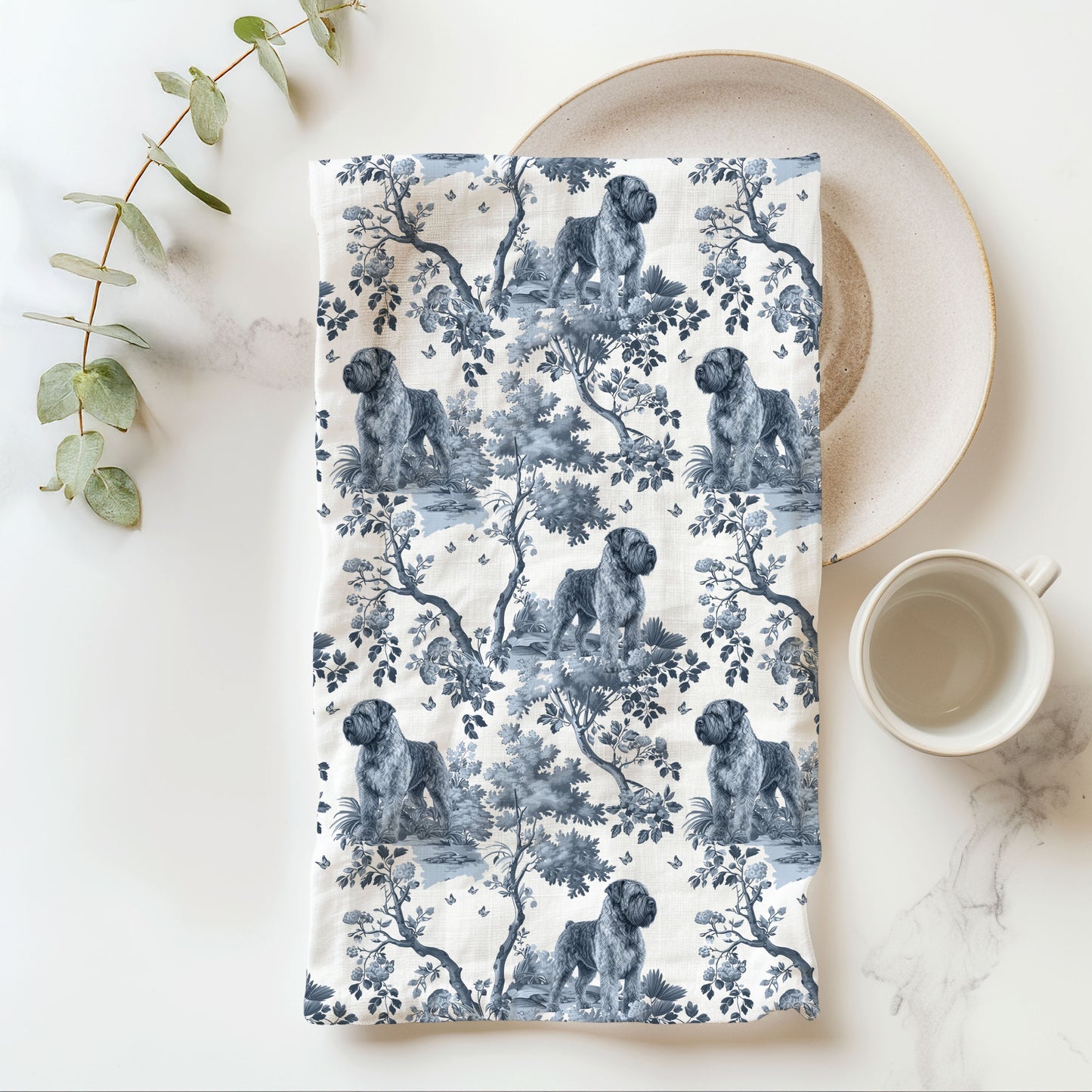 Bouvier des Flandres Cotton Tea Towels - Toile Pattern
