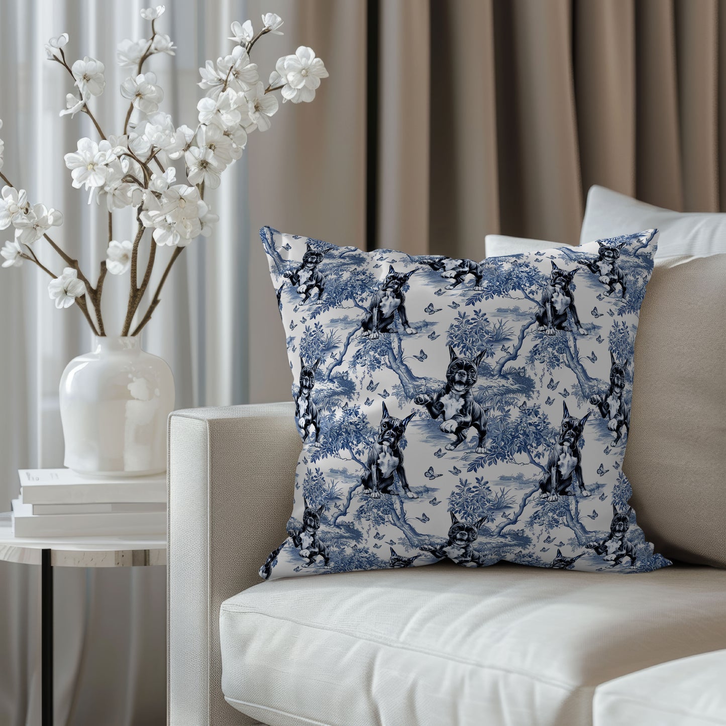 Boxer Dog Pillow Cover - Toile