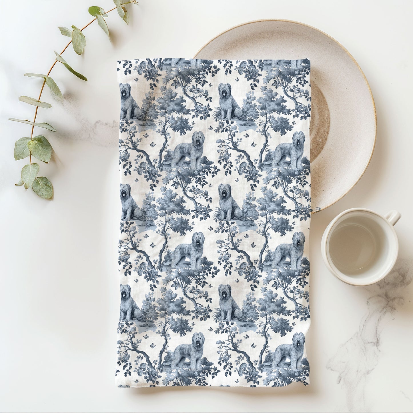 Briard Cotton Tea Towels - Toile Pattern