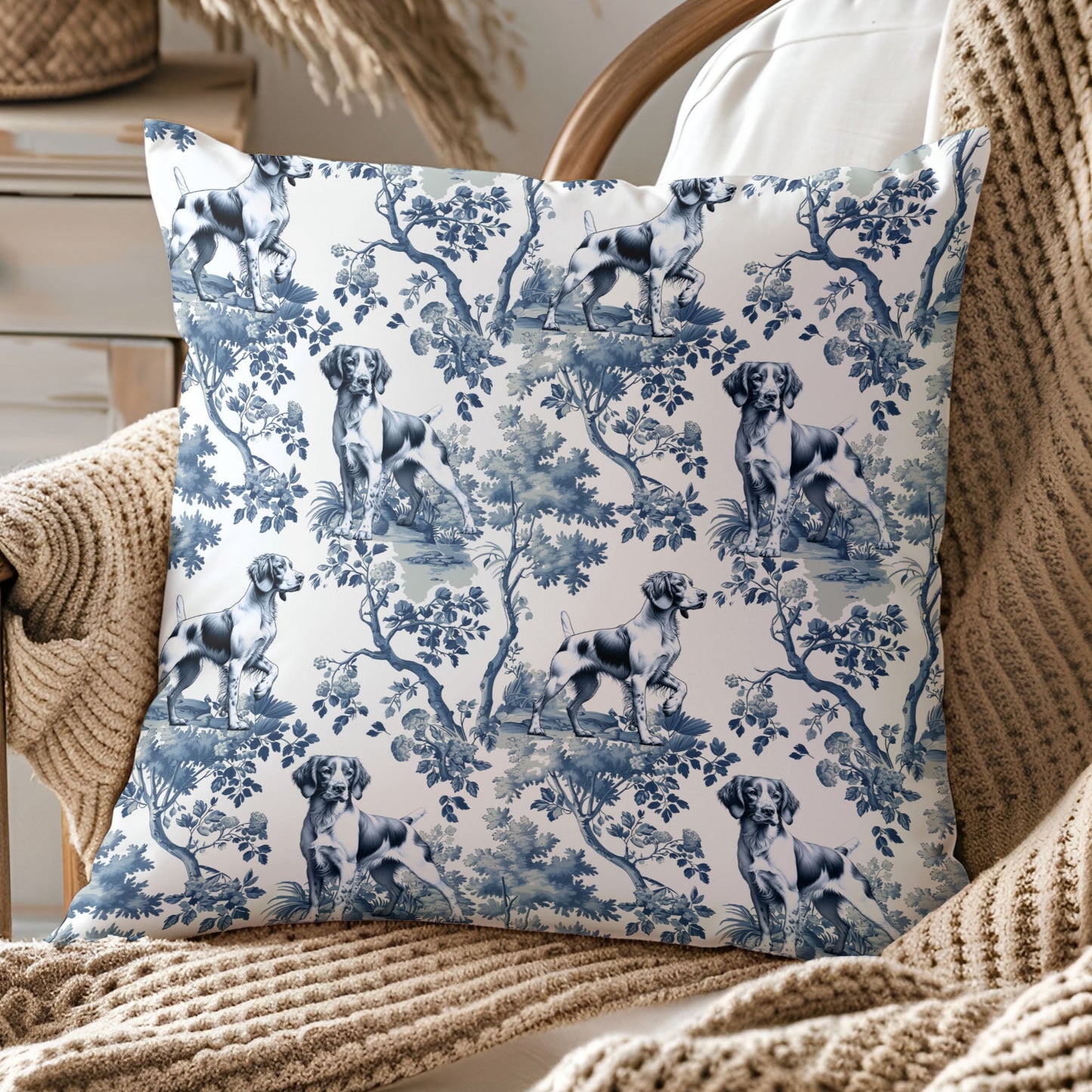 Brittany Spaniel Pillow Cover - Toile