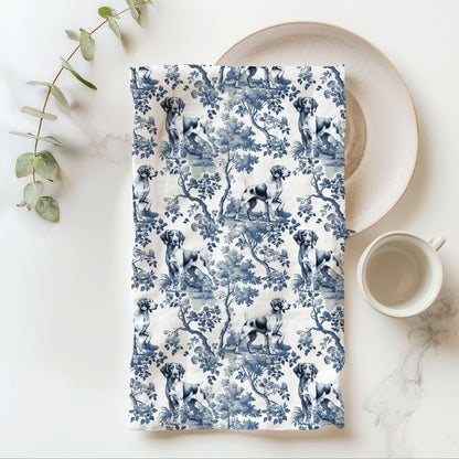 Brittany Spaniel Cotton Tea Towels -Toile Pattern