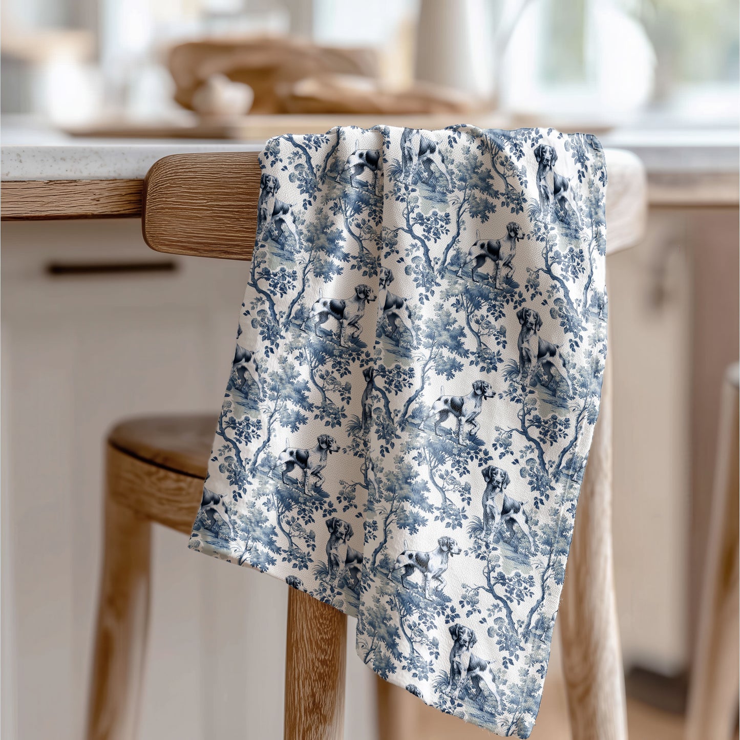 Brittany Spaniel Cotton Tea Towels -Toile Pattern