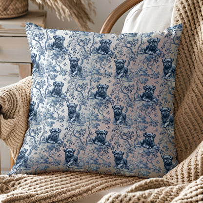 Brussels Griffon Pillow Cover - Blue Toile Pattern