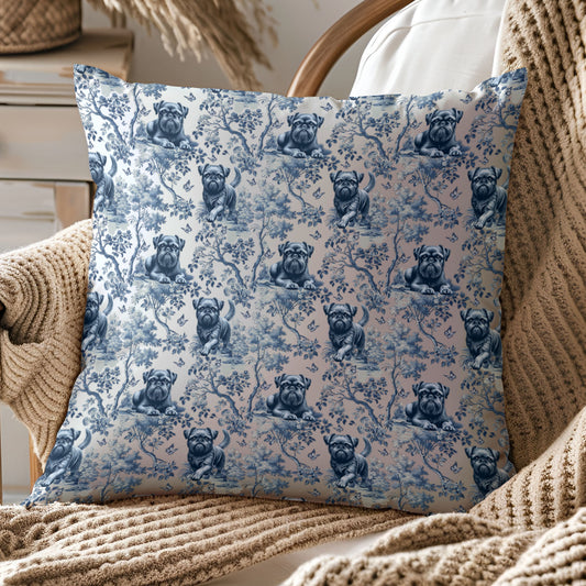 Brussels Griffon Pillow Cover - Blue Toile Pattern