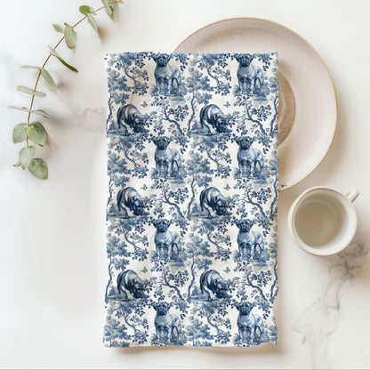 Bullmastiff Cotton Tea Towels - Toile Pattern