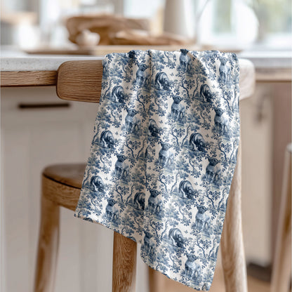 Bullmastiff Cotton Tea Towels - Toile Pattern
