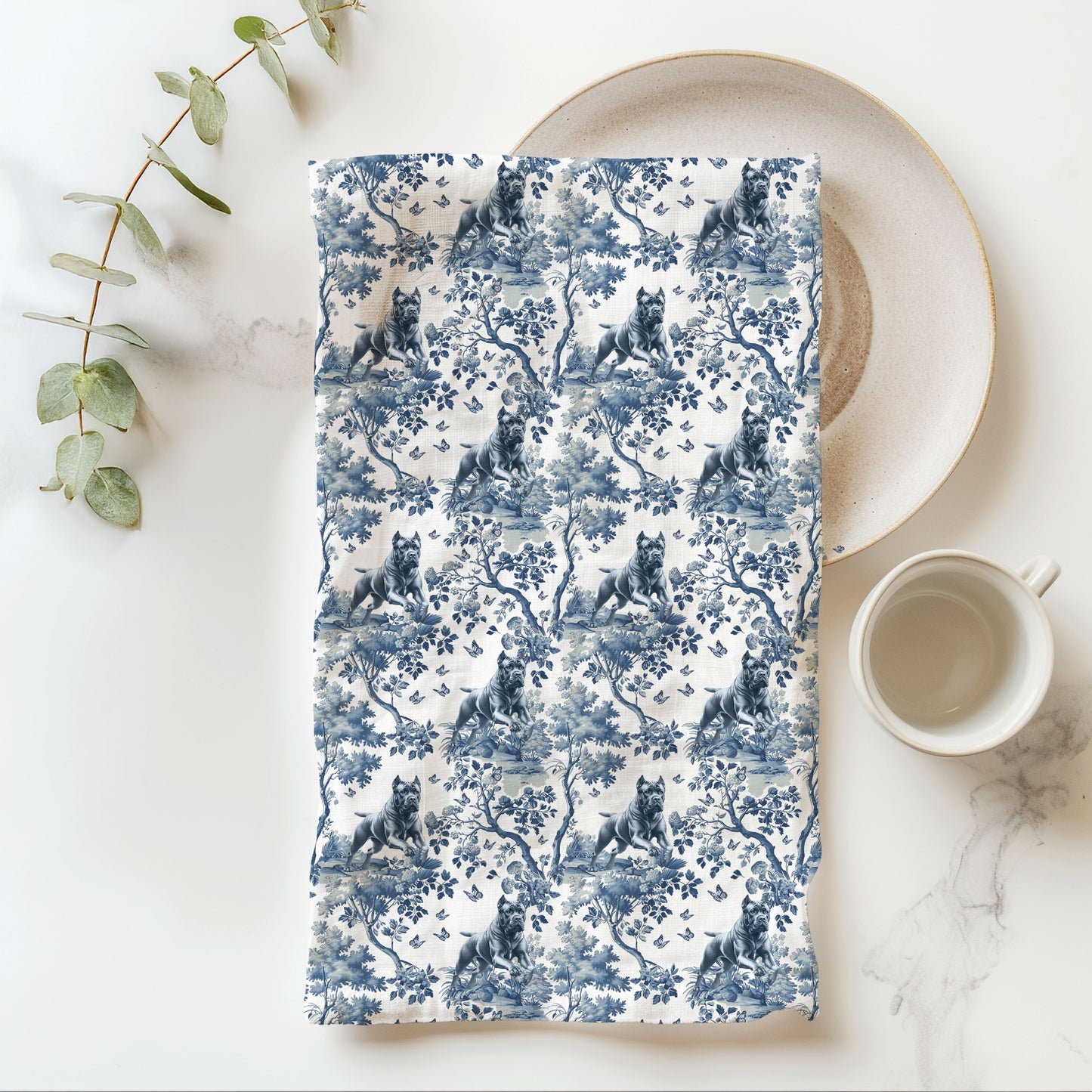 Cane Corso Cotton Tea Towels - Toile Pattern