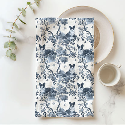 Cardigan Welsh Corgi Cotton Tea Towels - Toile Pattern